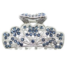 Faship Navy Blue Rhinestone Crystal Floral Hair Claw Clips