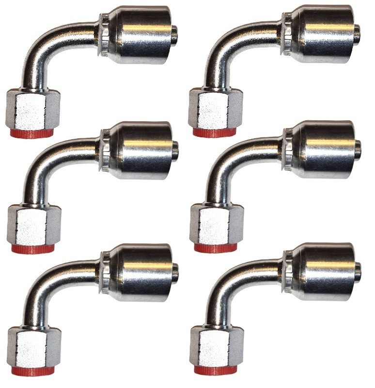(6) 1J943-6-6 Female 90 -06 ORFS Hydraulic Flat Face Fitting x 3/8" ID -06 Hose