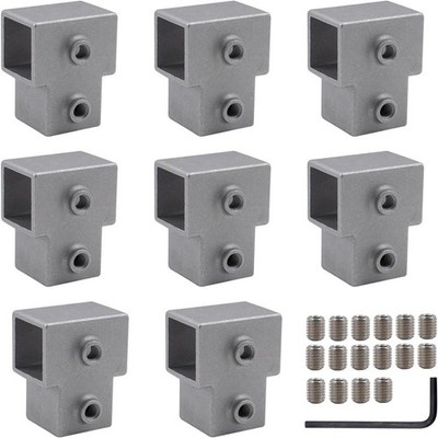 8 PCS For 3-Way T-Shaped Square Tube Connectors For DIY Projects