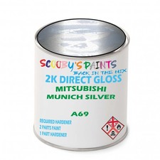 2K Paint For Mitsubishi Munich Silver A69 Tin High Gloss Finish Hardener Needed