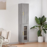 Schmales Highboard Grau Sonoma Eiche 34,5X34X180 Cm Holzwerkstoff