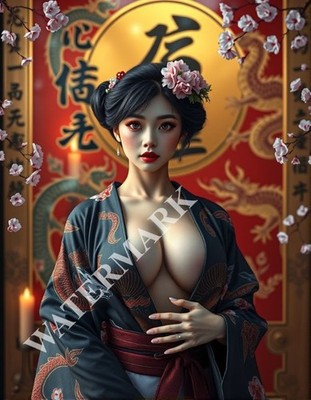 2 Digital Images Geisha Japanese Woman Picture Wallpaper Desktop Wall Art B03