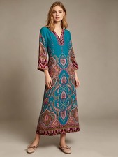 $448 NWOT JOHNNY WAS Judith Silk Floral Maxi Dress Size M