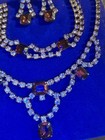 Vintage Rhinestone/Topaz Jeweled Three Piece Set, Necklace, Bracelet, and... — photo 6