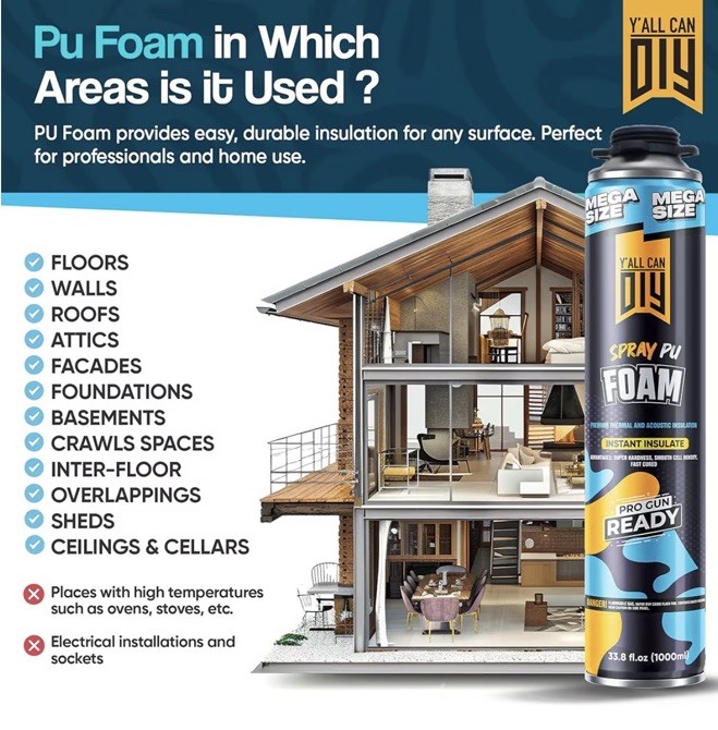 Y’allCanDiy Closed Cell Spray Foam Insulation (6 Pack - 36.6 oz) – DIY Expanding