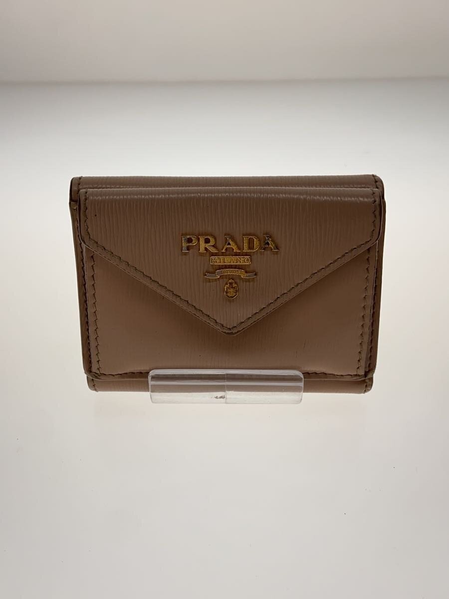 Prada Tri-Fold Leather Wallet for Women in Solid Color