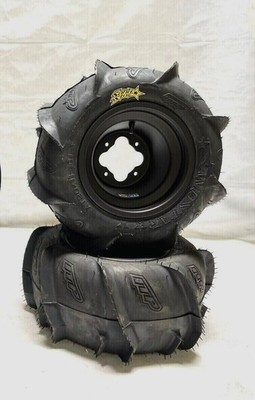 ITP Sand Star Paddle Tires DWT A5 Black Rims Rear 10'' KFX400 KFX 450R LTZ400