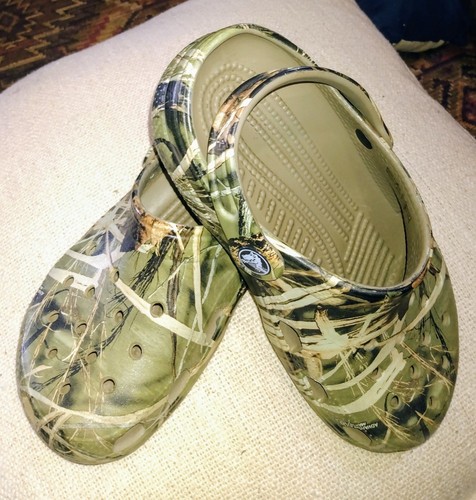 Camo Crocs Brown/Green Camouflage Classic Clogs M 1 / W 3 EUC! VERY NICE SEE !! - Picture 9 of 9