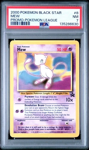 2000 POKEMON MEW #8 POKEMON LEAGUE BLACK STAR PROMO PSA 7 B