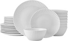Fluted Grace 24 Piece Porcelain Plate and Bowl Dinnerware Set, Service for 8, Fl