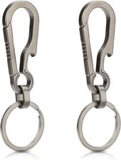Sibba 2 Pcs Titanium Carabiner Keychain Clip Carabin Hook Small Heavy Duty Keych