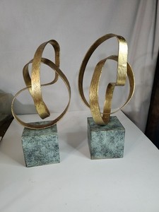 14" Mobius Strip Abstract Gold Metal Knot Art Sculpture Statue Modern Style