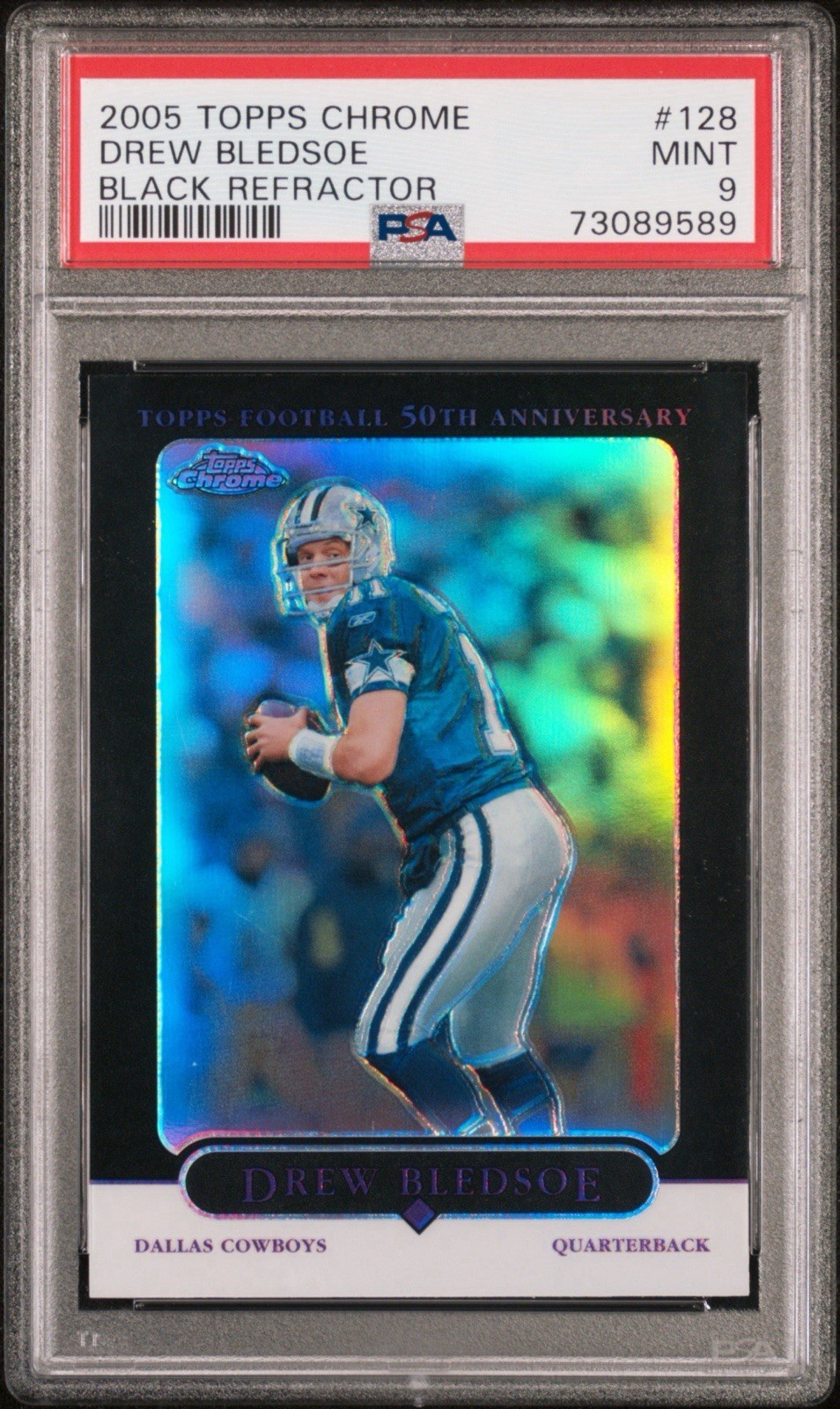 2005 Topps Chrome Black Refractor #128 Drew Bledsoe #/100 - PSA 9 - Cowboys