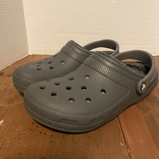 Crocs Unisex Gray Classic Ralen Lined Clog Warm Fuzzy Slippers M8 W10 comfort