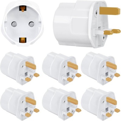 Incutex 6 Stück Reiseadapter EU auf UK Stecker   Schuko 2-Pin auf 3-Pin UK BS 13