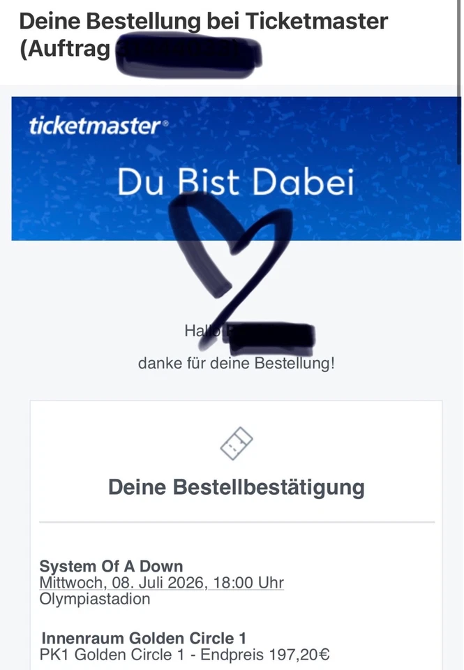 1 x System Of A Down SOAD Berlin "Golden Circle 1" Stehplatz Transfer sofort!