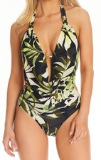 Bar III Women's Desert Palm Cowl Neck One-Piece Swimsuit, Multicolor Small, 94