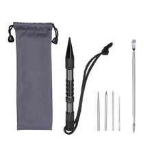 Nudo Herramientas Paracaídas Costura Set con Espiga, Cordones Agujas Negro Plata