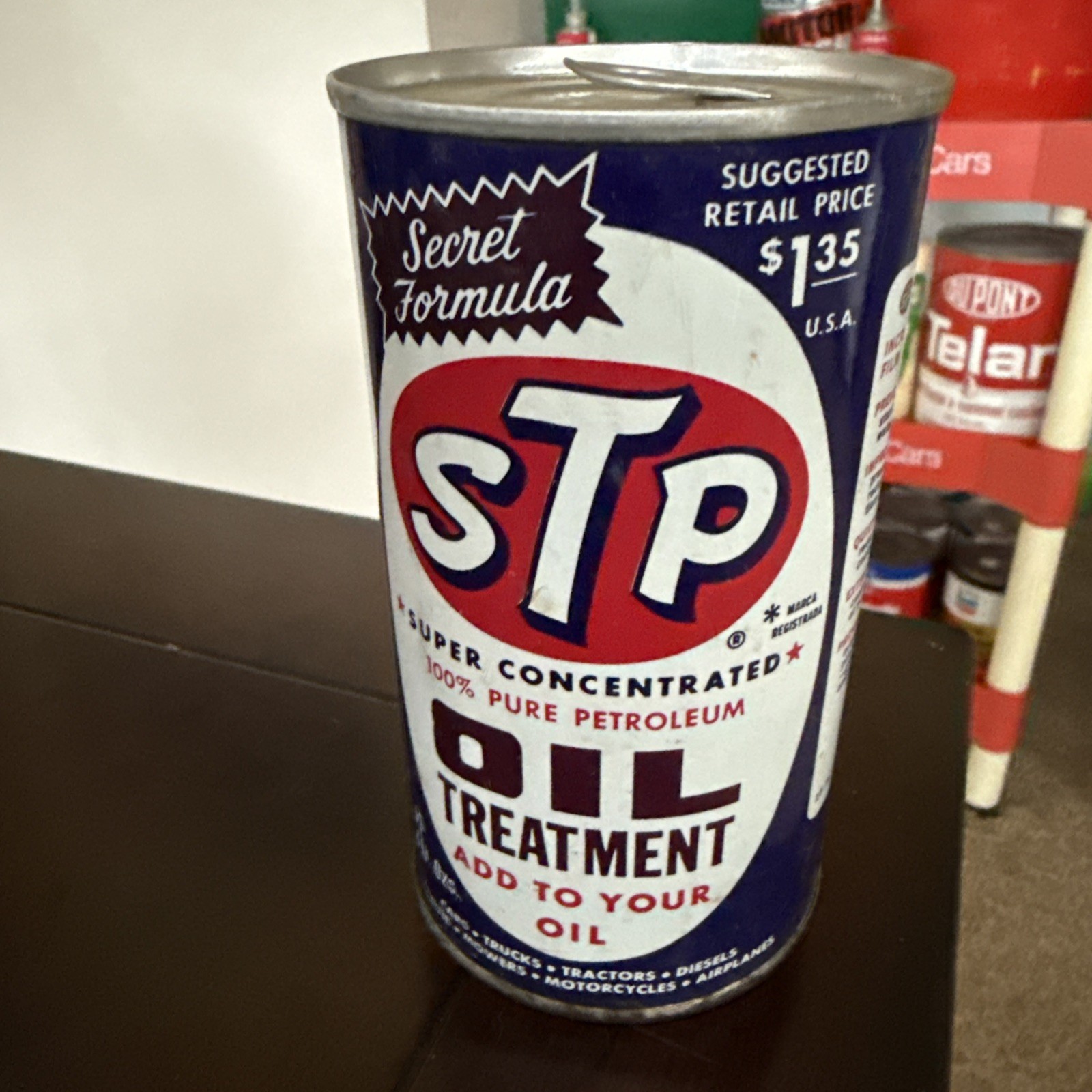 Vintage STP Oil Treatment empty Can ~ Secret Formula 15 oz. ~