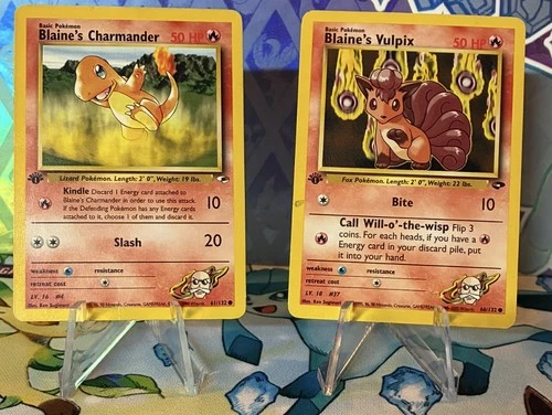 Pokémon TCG Blaine's Charmander & Vulpix Gym Challenge 60 1st Edition Lot (2) HP