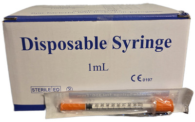 Box of 100 Disposable Syringe 1mL/cc Dental Laboratory 31G 8mm