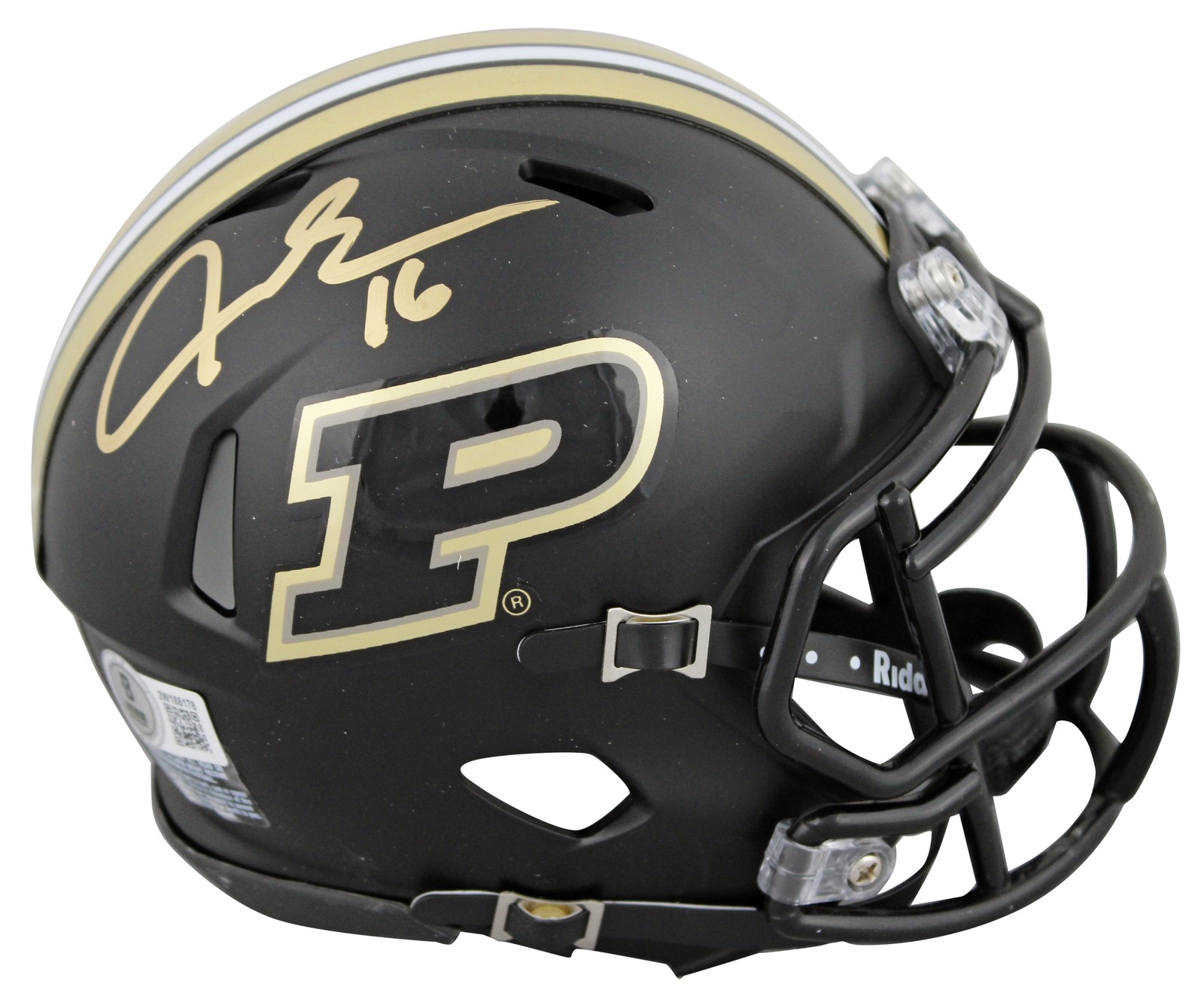 Aidan O'Connell Autographed Signed Purdue Boilermakers Purdue Authentic 2024 Black Speed Mini Helmet BAS Witness 