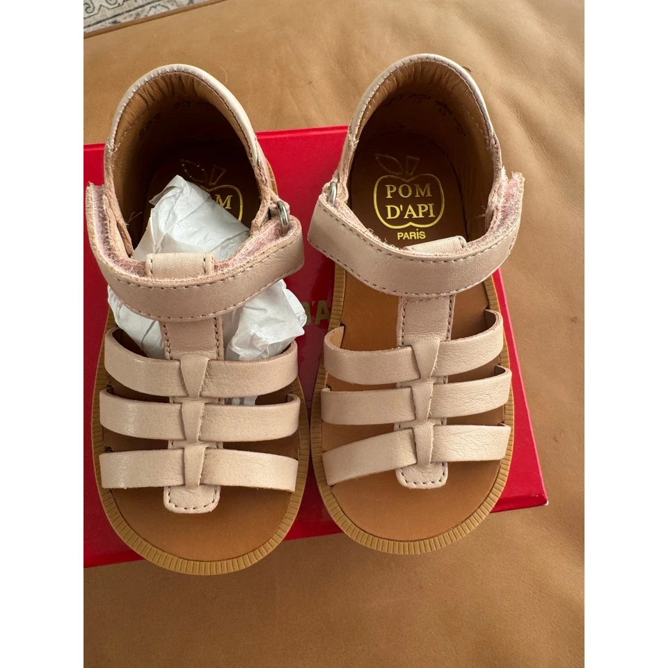 Pom d'api pink slave sandals, size 23, toddler sandals size 7C, 100% leather - Image 2 of 4