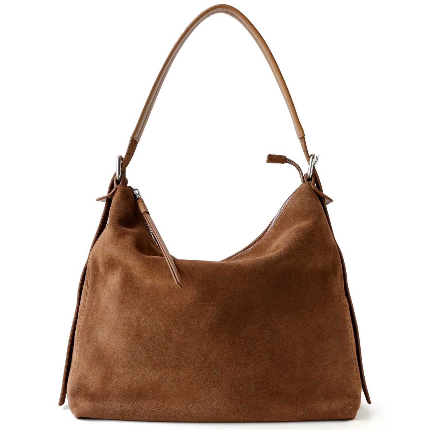 Genuine Suede Leather Hobo Shoulder Tote, Large Capacity