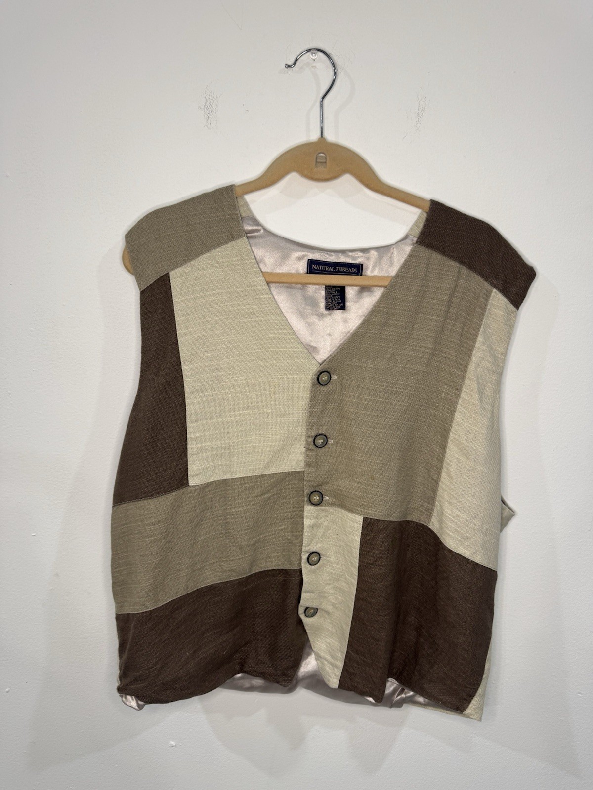 Custom Natural Treads patchwork button vest Music… - image 1