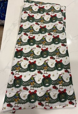 Pottery Barn Kids Organic Dr Seuss Grinch Wreath Twin Cotton Flat Sheet Holiday
