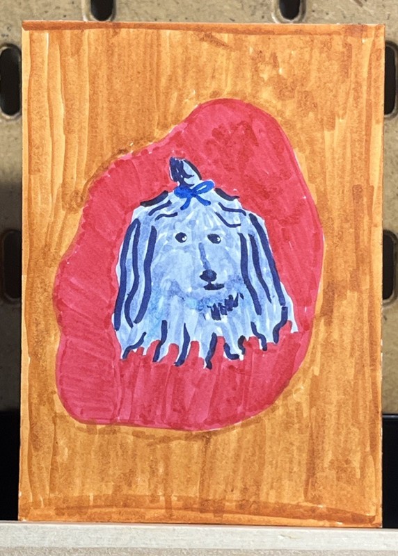 ACEO Original Art Card Marker Drawing Colorful Dog Portrait OOAK annesartdesigns