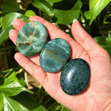 3Pcs Genuine Moss Agate Worry Stone Natural Crystal Thumb Palm Stones Jewelry