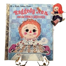 Raggedy Ann Doll Bobbs Merill 1978 Pinch Toy Hug Doll Clip-On VTG W/1972 Book