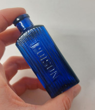 Rare Triangular Cobalt Blue Embossed Poison Bottle 11588