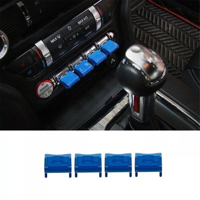 4X ABS blaue Dashboard Navigation Tasten Abdeckung Trim für 2015-22 Ford Mustang