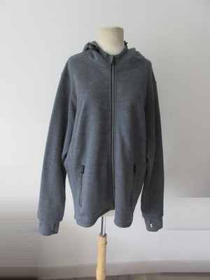 WOOLX ibex grey 100% merino wool full zip hoodie LXL