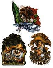 3 MEXICAN PRIDE Stickers DAY of the DEAD VIVA Mi Raza WATERPROOF DECALS