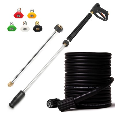 #ad iMeshbean Pressure Washer Spray Gun 2 Wand Lance Nozzleamp; Hose Kit 4000 PSI M22 $42.99