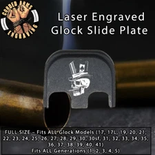Skull Top Hat  -Glock Rear Slide Plate Back Plate for Full Sized GlocksGen1-5