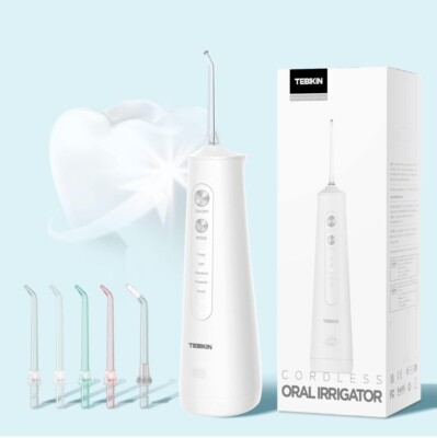 TEBIKIN Cordless Water Flosser Portable Dental Professional Oral Irrigator Weiß 
