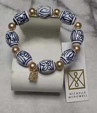 Brand New Michelle McDowell Bracelet Blue White Gold Mediterranean 