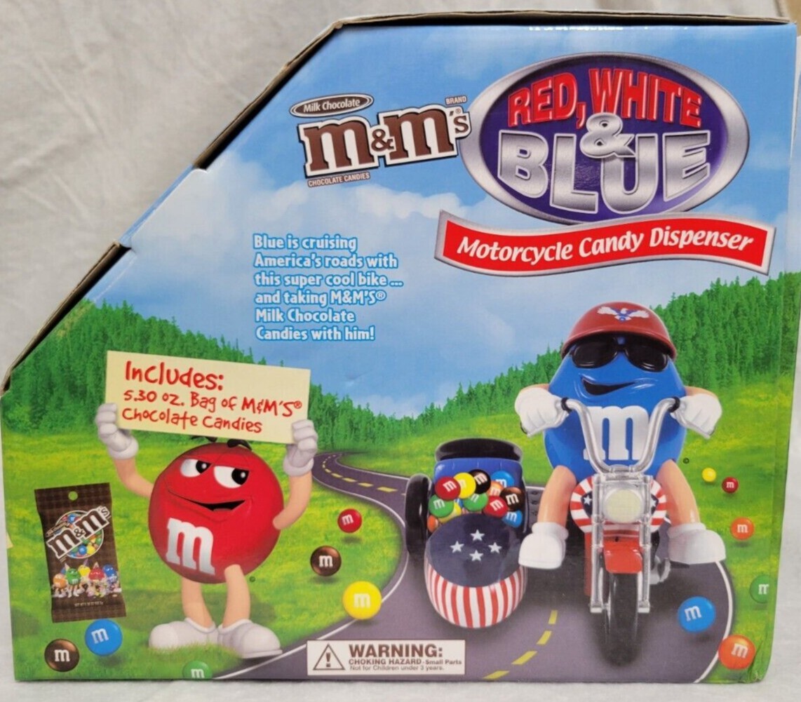 M&M's Candy Dispenser Red White and Blue Motorcycle in