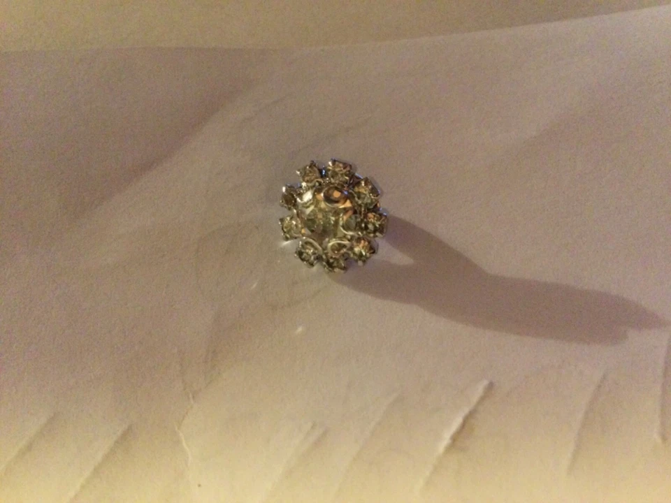 #13 St. John New Replacement buttons Silver / Crystal 7/16" shank - Image 2 of 3