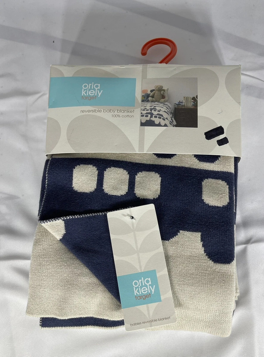 New Orla Kiely Target Knit Baby Blanket Reversible 30 X 40 Trains Trolleys