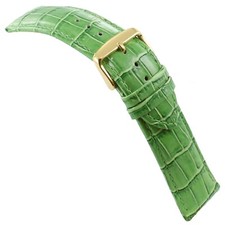 24mm deBeer Baby Crocodile Grain Med. Green Padded Stitched Watch Band Strap