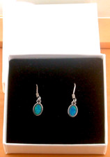 Sterling Silver Blue Opal Lab Created Earrings/Opal Earrings/Opal Jewellery/UK