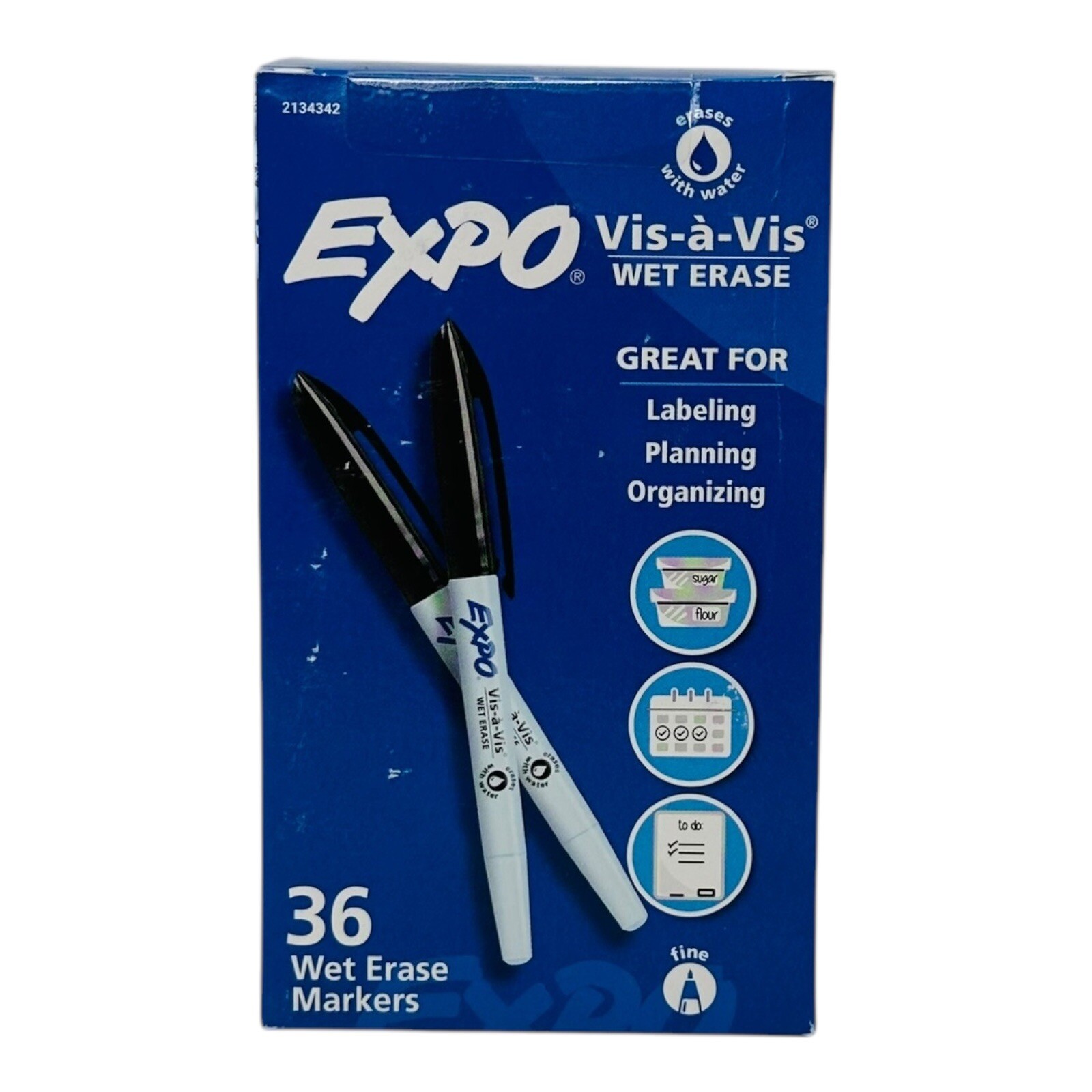 36 Markers Expo Vis-a-Vis Black Wet Erase Markers Fine Point - Sealed Box-image