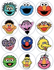 12 Sesame Street, edible paper, cupcake cookie toppers CHOOSE SIZE pre cut