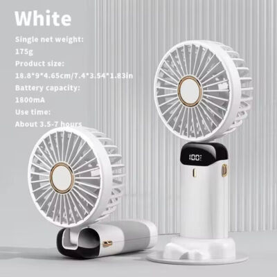 Portable Rechargeable LED Digital Display Fan 5 Speed Aromatherapy