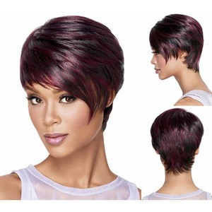 Détails Sur Afro Coupe Courte Style Lutin Frange Droite Perruques Synthétiques Pour Femme